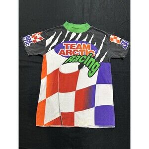 Vintage Team Arctic Wear Racing T-Shirt All Over Cat Print Double Sided B-16